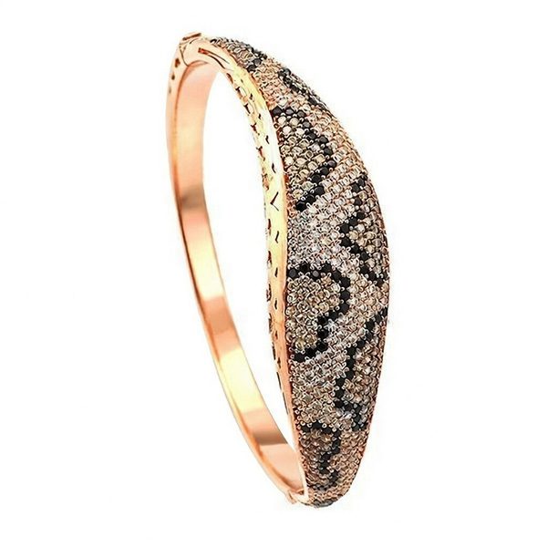 Animalprint, Armreif,   Leo, Silber, Zirkoniasteine weiß, schwarz, champagner, rosevergoldet