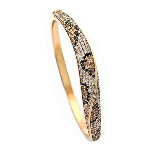 Animalprint,  Armreif, Leo, Silber, Zirkoniasteine weiß, schwarz, champagner, gelbvergoldet