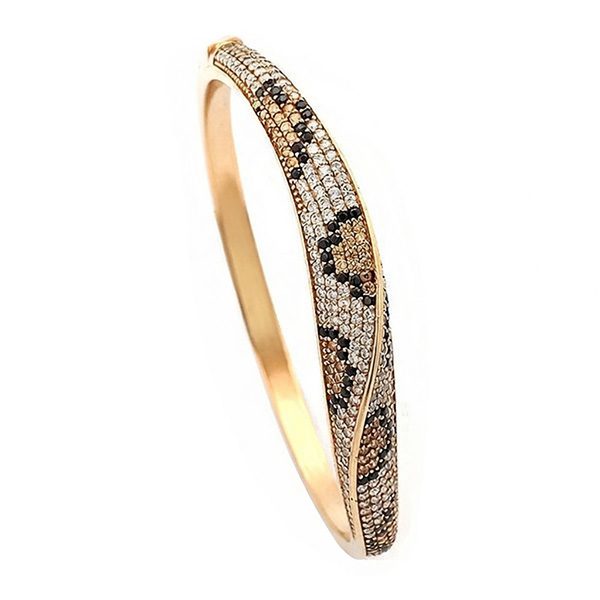 Animalprint, Armreif,   Leo, Silber, Zirkoniasteine weiß, schwarz, champagner, rosevergoldet