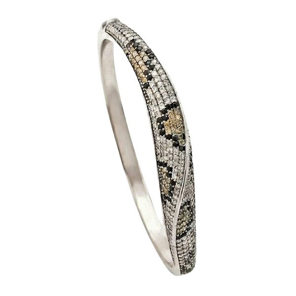 Animalprint, Armreif, Animalprint, Ring, Leo, Silber, Zirkoniasteine weiß, schwarz, champagner,  rhodiniert