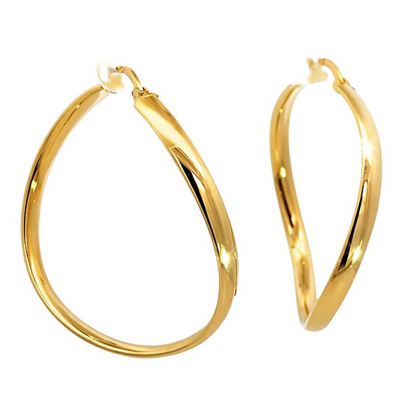 7153B1Ggl Creolen, Silber, gedreht, rund, gelbvergoldet