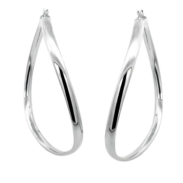 7153BWgl Creolen gedreht poliert rhodiniert