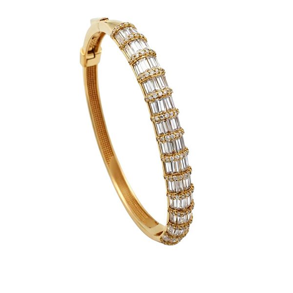 Armreif, Silber, Zirkoniasteine weiß, gelbvergoldet