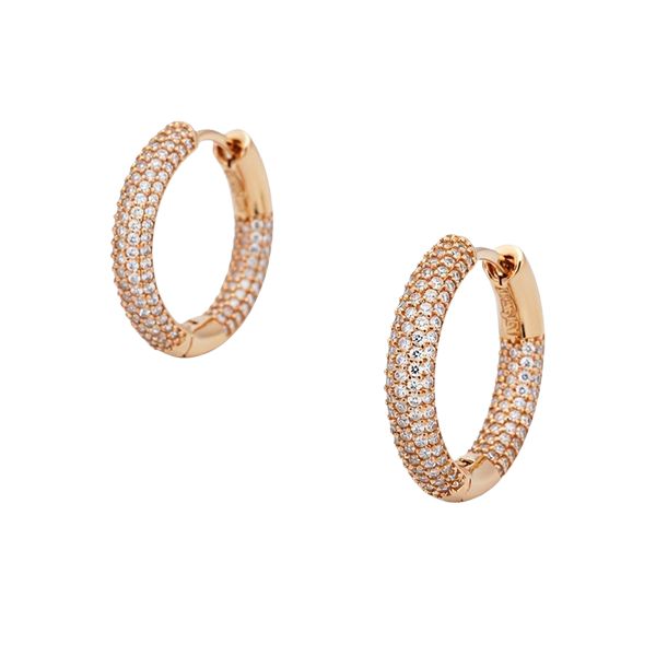 7342BR Creolen, Silber, rund, Zirkoniasteine weiß, rosevergoldet