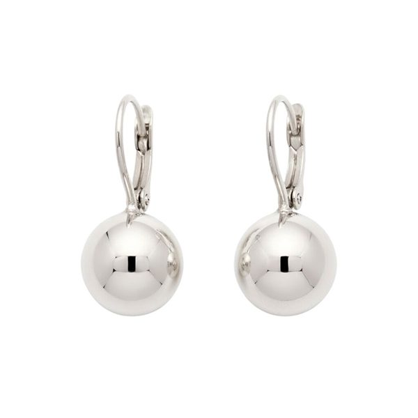 Ohrhänger, Kugeln, poliert , Brisur, Silber , rhodiniert 