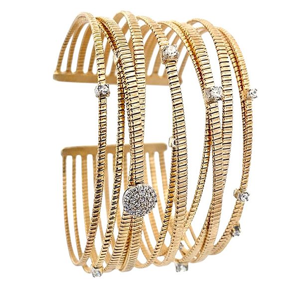 Armreif, Gelbvergoldet, rhodiniert, Zirkonia, weiß