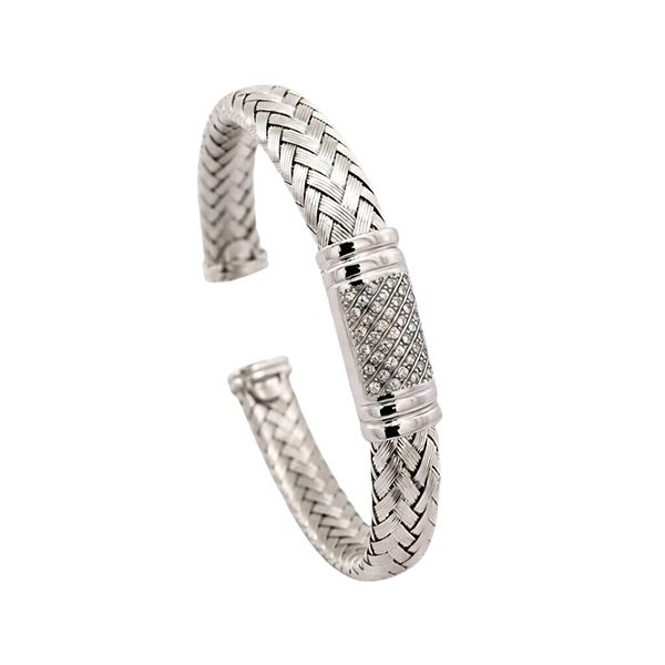 Armreif, Silber,rhodiniert, Zirkoniasteine weiß, offen