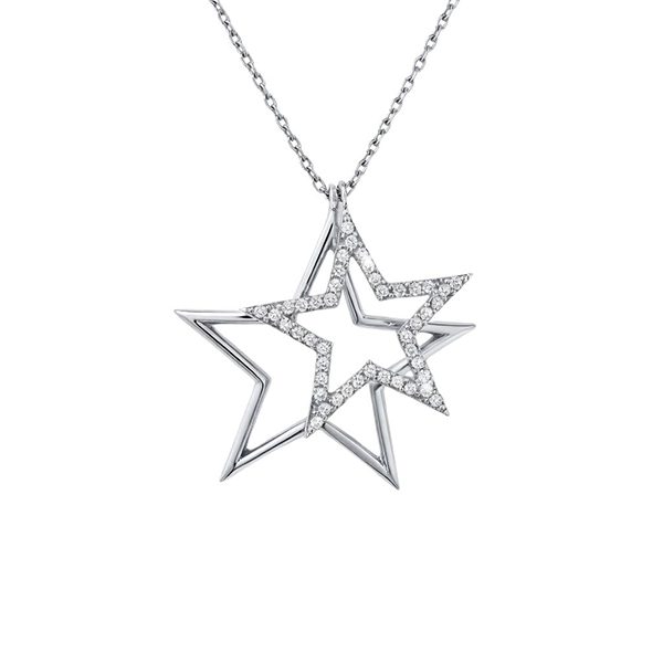 7496AW Anhänger inkl Kette, Zirkoniasteine weiß, Silber, rhodiniert