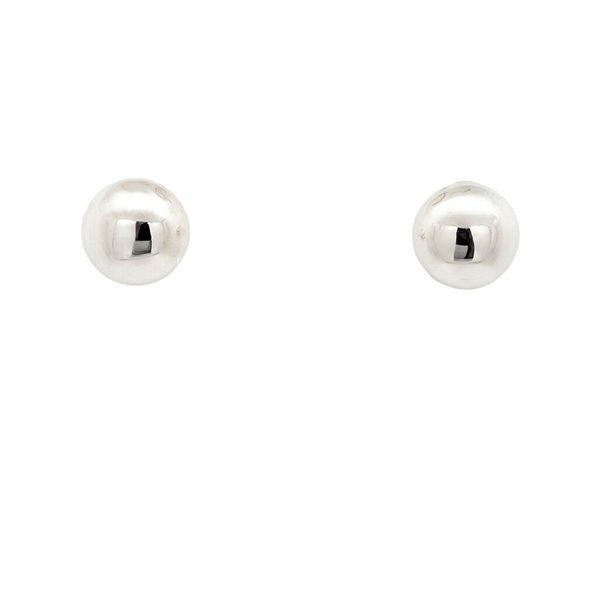 7579BWgl Ohrstecker, Halbkugel, poliert, Silber, rhodiniert