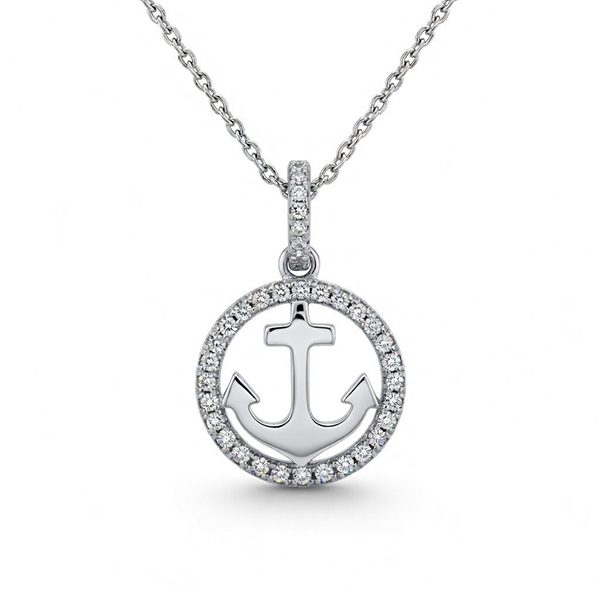 7624AW Anhänger Anker, Zirkoniasteine weiß, rhodiniert