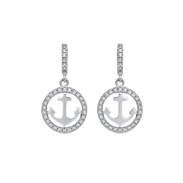 7624BW Ohrhänger Anker, Zirkoniasteine weiß, rhodiniert