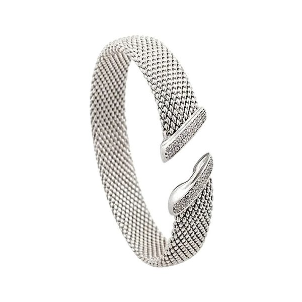 Armreif Himbeer, rhodiniert, Zirkoniasteine weiß, breit