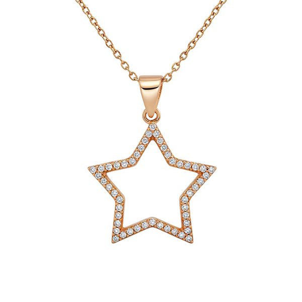 7683AR Anhänger inkl Kette, Zirkoniasteine weiß, Silber, rosevergoldet