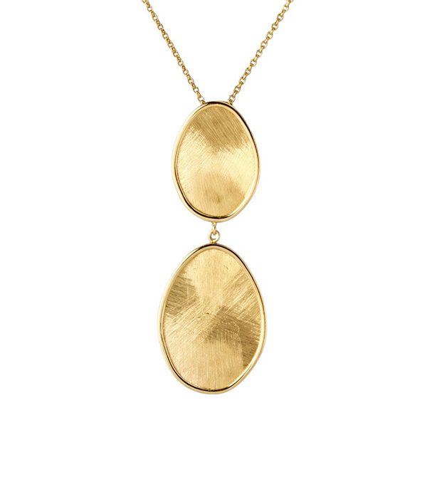 Anhänger inkl. Kette ovale eismatt und poliert gelbvergoldet