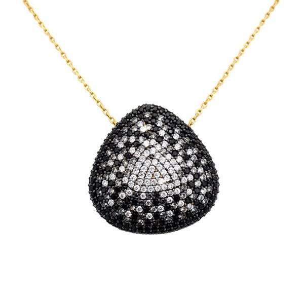 7715AG18 - 1 Anhänger inkl. Kette, Silber, gelbvergoldet, Zirkoniasteine weiß, grau, schwarz