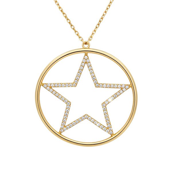 7731AG Collier , Rund Stern Zi weiß gelbvergoldet