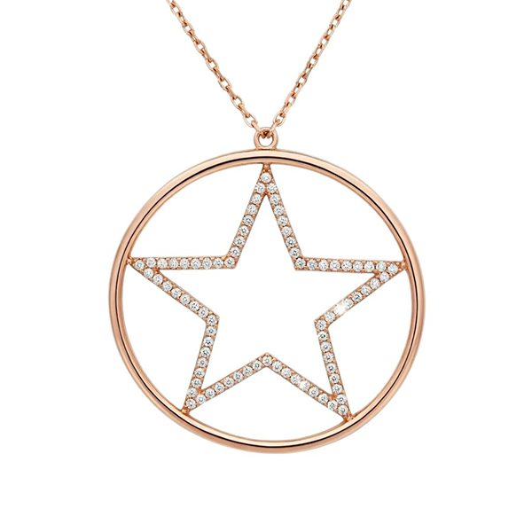 7731AR Collier , Rund Stern Zi weiß gelbvergoldet