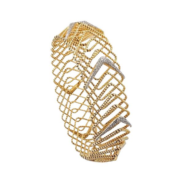 Armband, Zugband, Silber, gelbvergoldet, rhodiniert, zirkoniasteine weiß