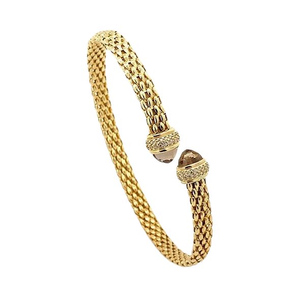 7780DG2 Armreif, Himbeer, gelbvergoldet, Zirkoniasteine weiß, rauchgrau, offen