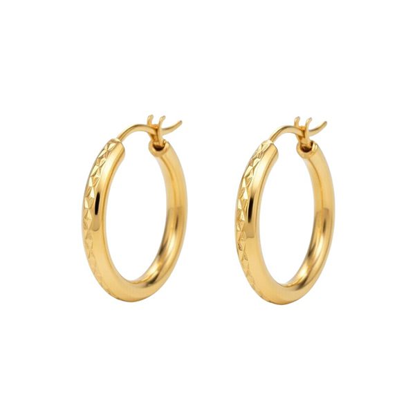 7785B1G Creolen, Silber, Kerben, rund, gelbvergoldet