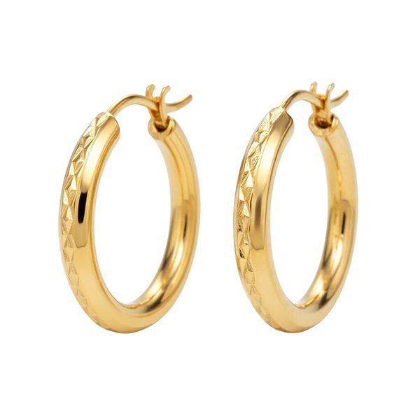 7785BG Creolen, Silber, Kerben, rund, gelbvergoldet