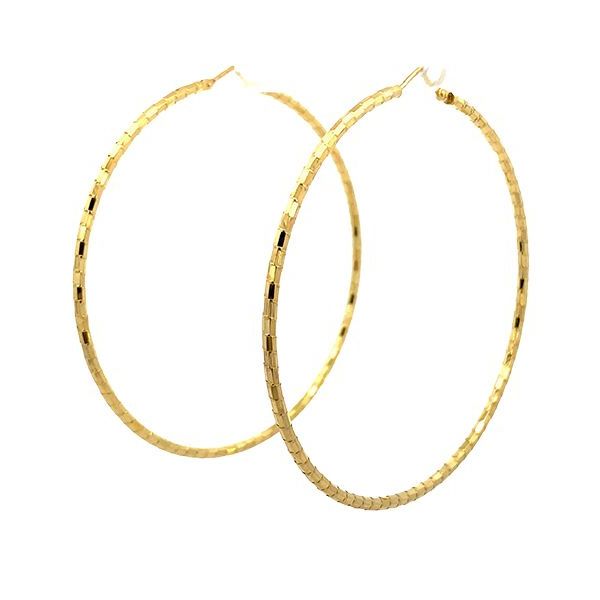 7805B1G Creolen, Silber, dünn, diamantiert, geschliffen, gelbvergoldet