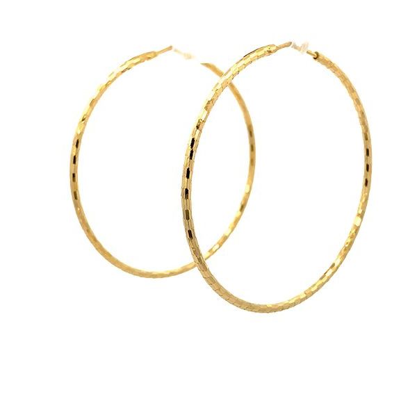 7805B2G Creolen, Silber, dünn, diamantiert, geschliffen, gelbvergoldet