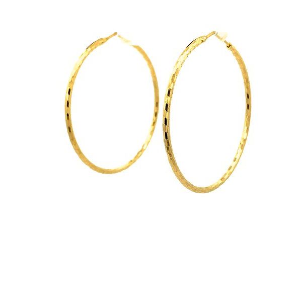 7805B3G Creolen, Silber, dünn, diamantiert, geschliffen, gelbvergoldet