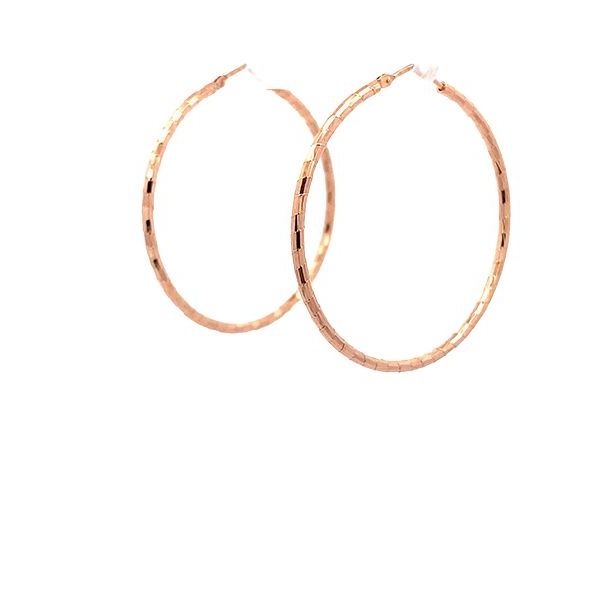 7805B3R Creolen, Silber, dünn, diamantiert, geschliffen, rosevergoldet