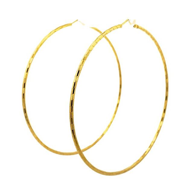 7805BG Creolen, Silber, dünn, diamantiert, geschliffen, gelbvergoldet