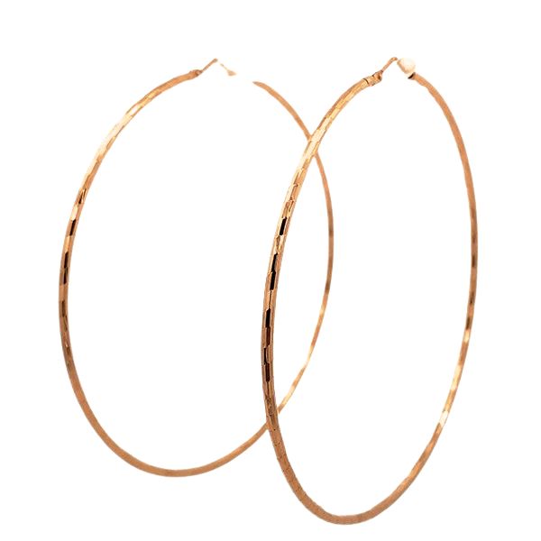 7805BR Creolen, Silber, dünn, diamantiert, geschliffen, rosevergoldet