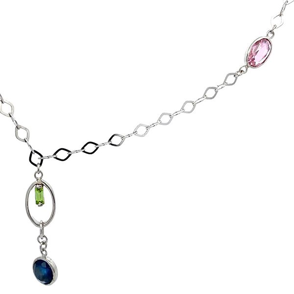 7806AW Collier, Formmix, Silber, rhodiniert, Zirkoniasteine kunterbunt