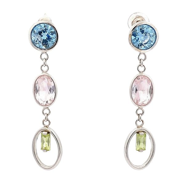 7806BW Ohrhänger, Formmix, Silber, rhodiniert, Zirkoniasteine kunterbunt