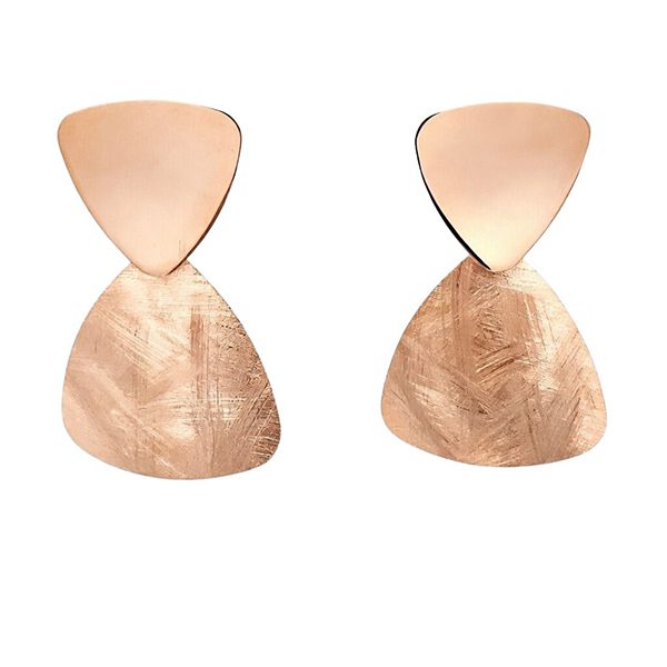 Ohrhänger Dreiecke eismatt und poliert rosevergoldet 