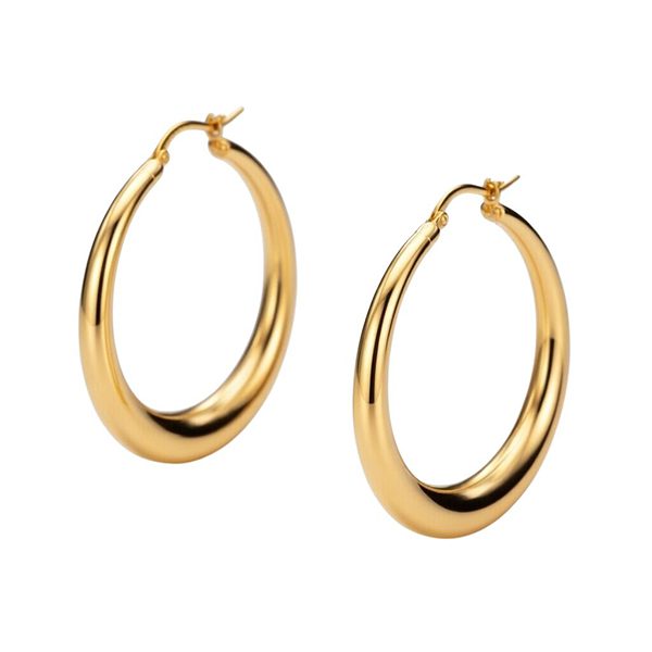 7844B2G Creolen, Silber, rund, bauchig, poliert, gelbvergoldet