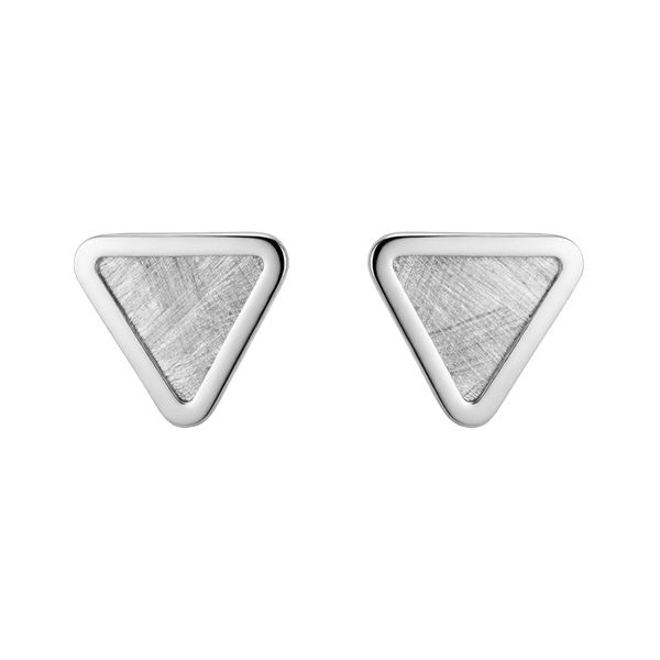 7859B1W Ohrstecker, dreieckig, poliert, eismatt, Silber, rhodiniert