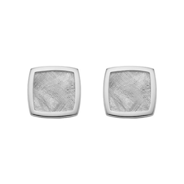 7859B2W Ohrstecker, eckig, poliert, eismatt, Silber, rhodiniert