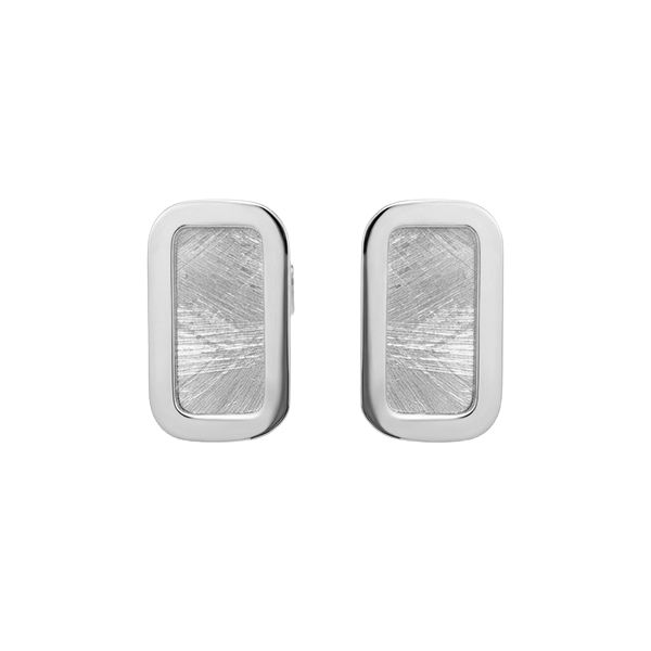 7859B3W Ohrstecker, eckig-oval, poliert, eismatt, Silber, rhodiniert