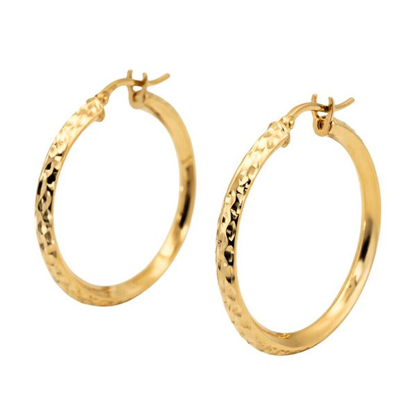 7889B1G Creolen, Silber, Kerben, rund, gelbvergoldet