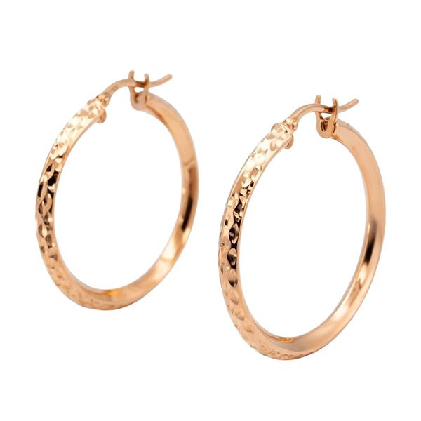 7889B1R Creolen, Silber, Kerben, rund, rosevergoldet