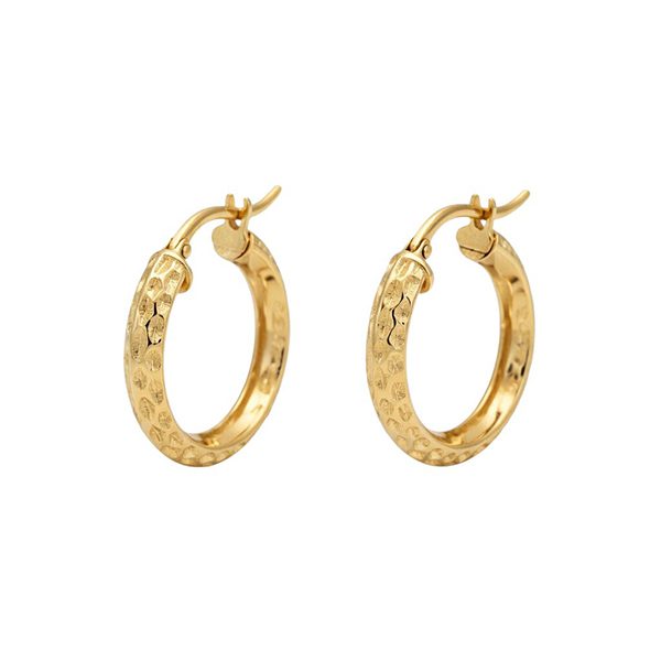 7889B2G Creolen, Silber, Kerben, rund, gelbvergoldet