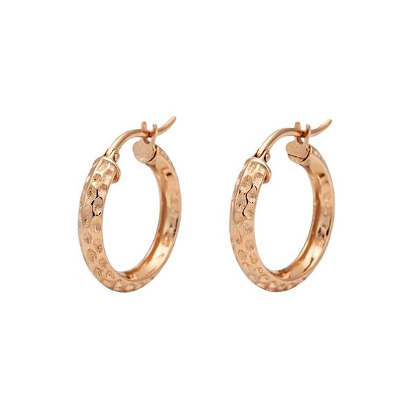 7889B2R - 1 Creolen, Silber, Kerben, rund, rosevergoldet