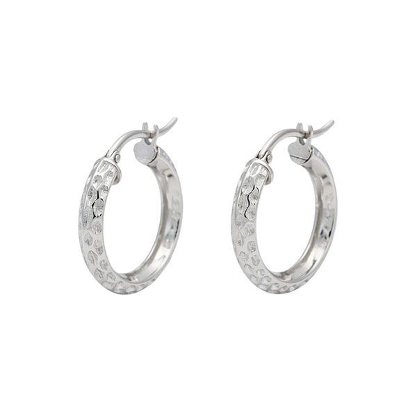 7889B2W Creolen, Silber, Kerben, rund, rhodiniert