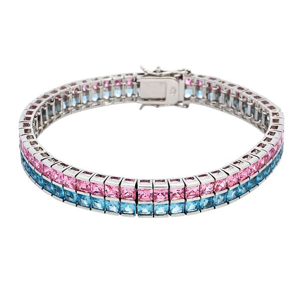 7893DW34 Armband, Silber,bunt, rosa, blau, rhodiniert