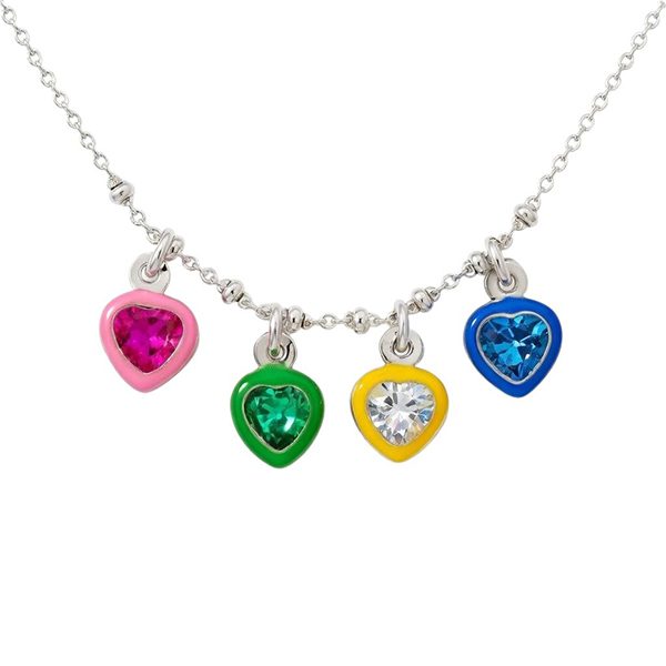 7899DW123 Kugelarmband, Silber, Herzen , Zirkoniasteine, Emaille bunt