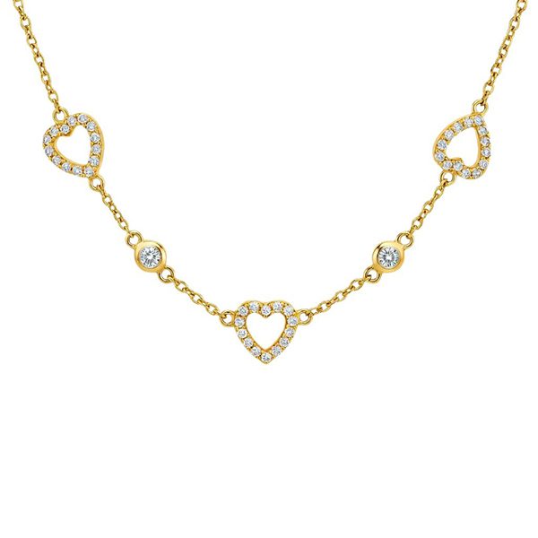 7903DG Bettel-Armband, Silber, gelbvergoldet, Zirkoniasteine weiß, Herzen