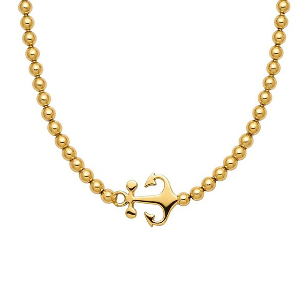 7904D2G Kugelarmband, Anker, poliert, Silber, gelbvergoldet