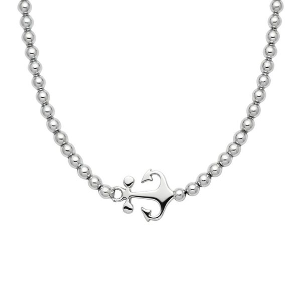 7904D2W Kugelarmband, Anker, poliert, Silber, rhodiniert