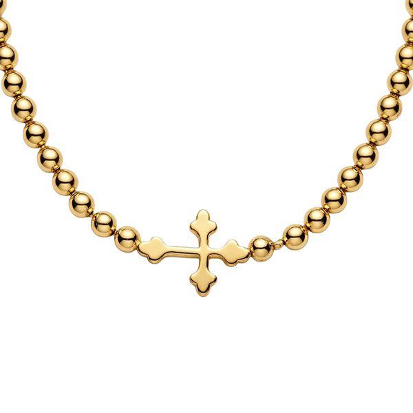 7904DG Kugelarmband, Kreuz, poliert, Silber, gelbvergoldet