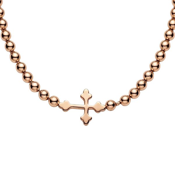 7904DR Kugelarmband, Kreuz, poliert, Silber, rosevergoldet